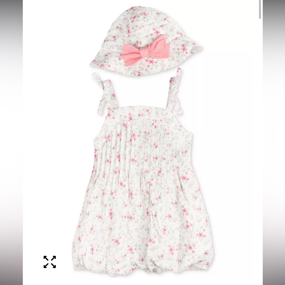 NWOT Rare Editions Floral Romper with Hat